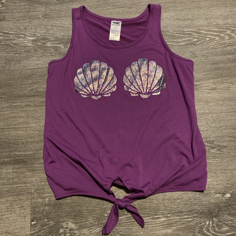 SPIRIT HALLOWEEN WOMEN'S PURPLE TIE-WAIST‎ MERMAID SEASHELL TANK TOP SIZE L